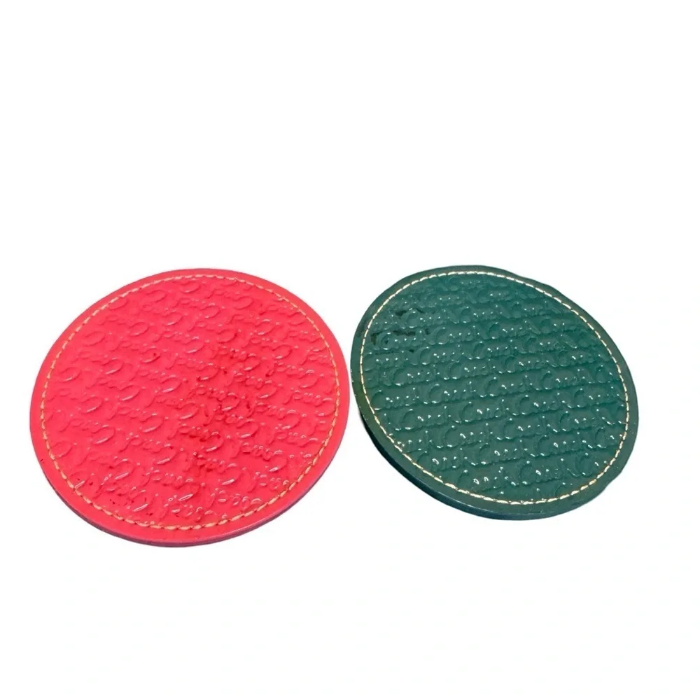 Coach Coasters Set Of 2 Patent Leather Coasters Pink & Blue Y2K Style VGUC